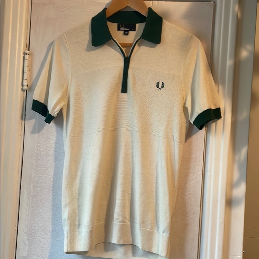 Fred Perry Cream and Green Polo Shirt